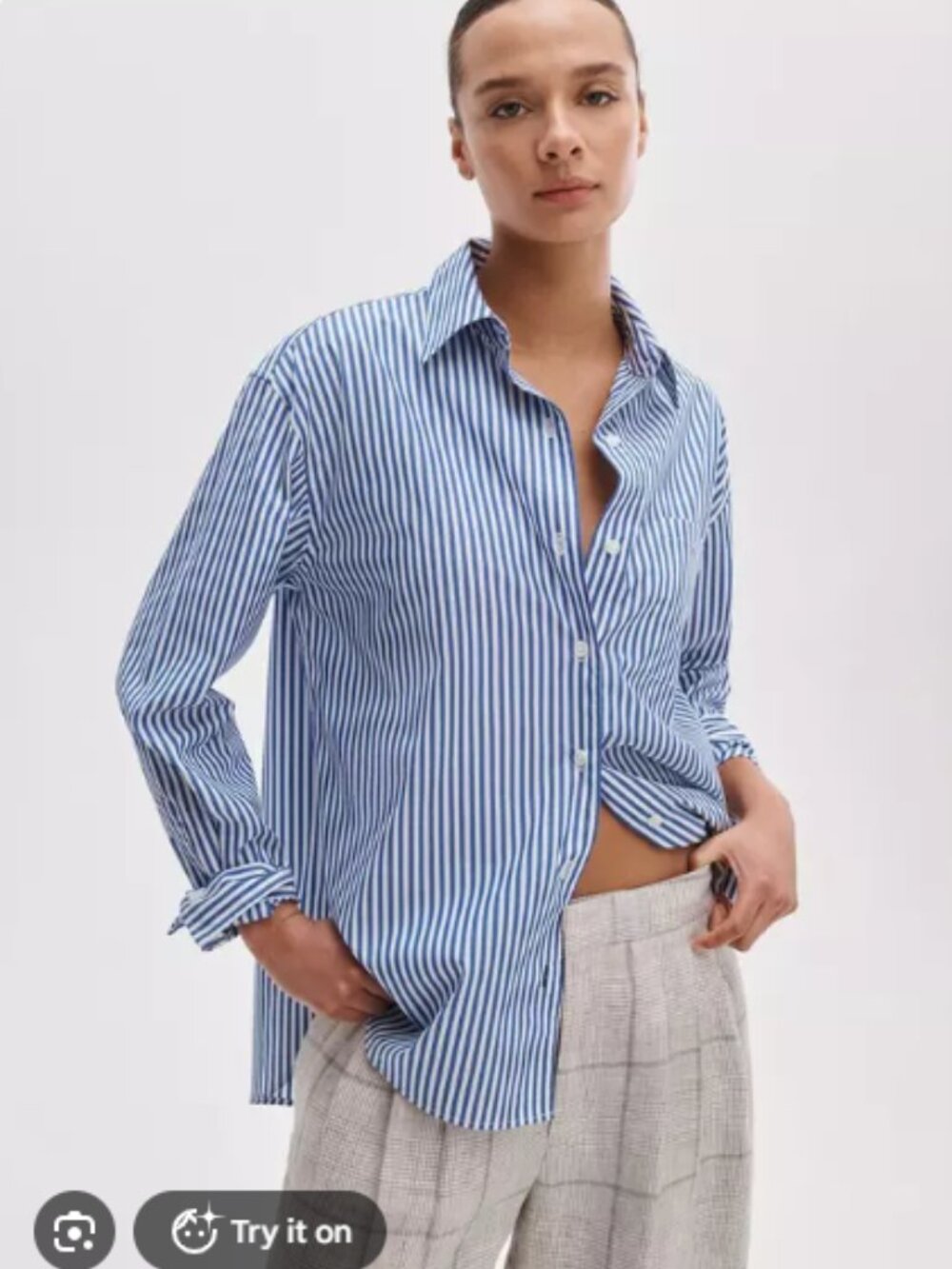 Rag & Bone Connie Relaxed Striped Blue White Buttoned Front Shirt. S